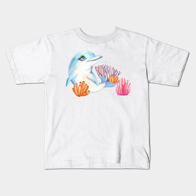 dolphin Kids T-Shirt by LadiesGoldenSpiral